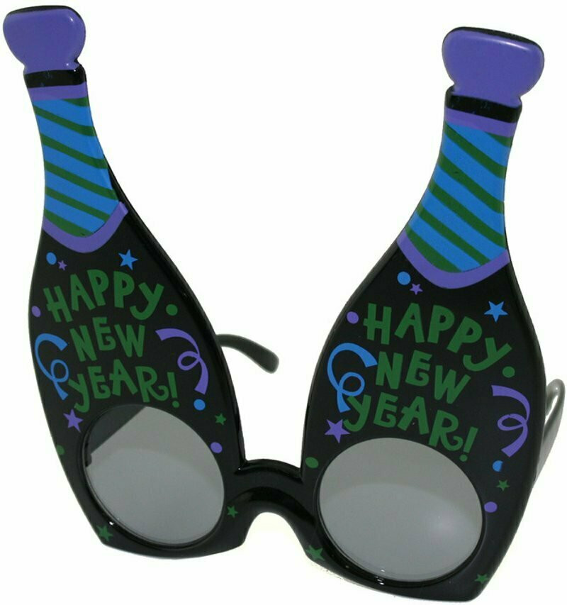 Party Glasses Happy New Year Black