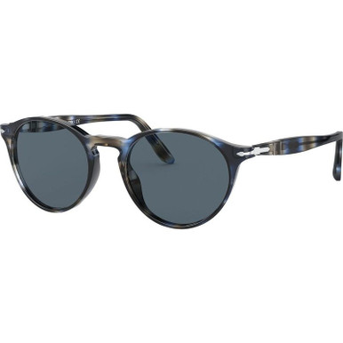 Persol PO3092SM, Striped Blue and Grey/Blue Glass Lenses