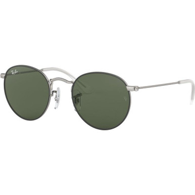 Rubber Black on Silver/Dark Green Lenses