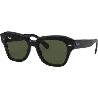 Ray-Ban State Street RB2186 - Black/Green Glass Lenses 49 Eye Size