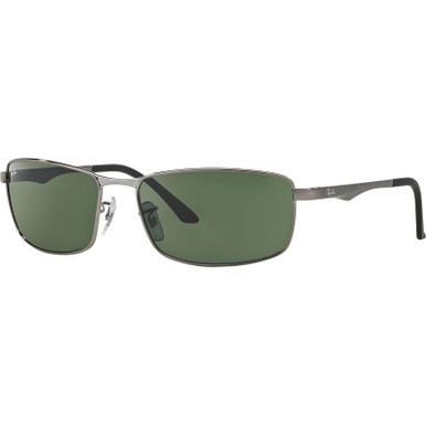 Ray-Ban RB3498, Gunmetal/Dark Green Lenses 61 Eye Size