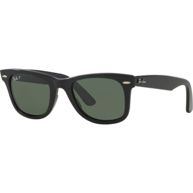 Ray-Ban Original Wayfarer RB2140, Black/Green Glass Polarised Lenses 50 Eye Size