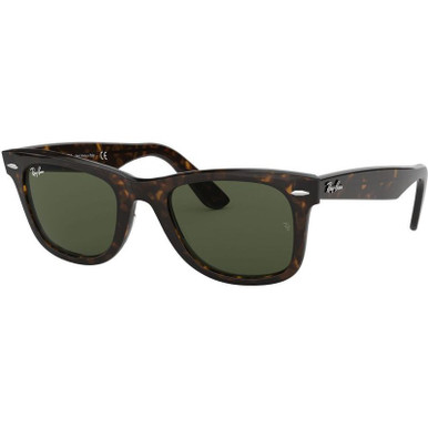 Ray-Ban Original Wayfarer RB2140 - Tort/Green Glass Lenses 50 Eye Size