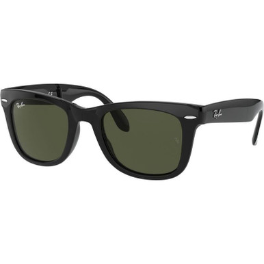 Ray-Ban Wayfarer Folding RB4105 - Black/Green Glass Lenses 50 Eye Size