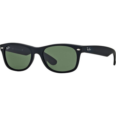 Ray-Ban New Wayfarer Classic RB2132 - Black Rubber/Green Glass Lenses 55 Eye Size