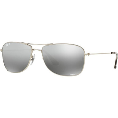 Ray-Ban RB3543 - Shiny Silver/Silver Mirror Polarised Lenses