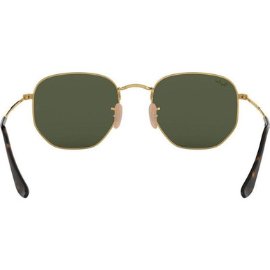 Ray-Ban Hexagonal Flat RB3548N Sunglasses Gold/Green 54 Size