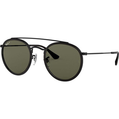 Ray-Ban Round Double Bridge RB3647N - Black/Green Polarised Glass Lenses