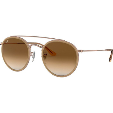 Ray-Ban Round Double Bridge RB3647N - Bronze Copper, Light Brown/Light Brown Gradient Glass Lenses