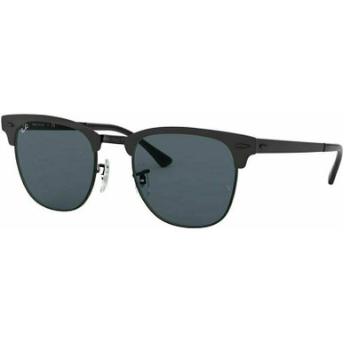 Ray-Ban Clubmaster Metal RB3716, Matte Black Top/Blue Glass Lenses