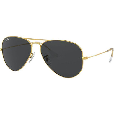 Ray-Ban Aviator Classic RB3025, Legend Gold/Black Polarised Glass Lenses 62 Eye Size