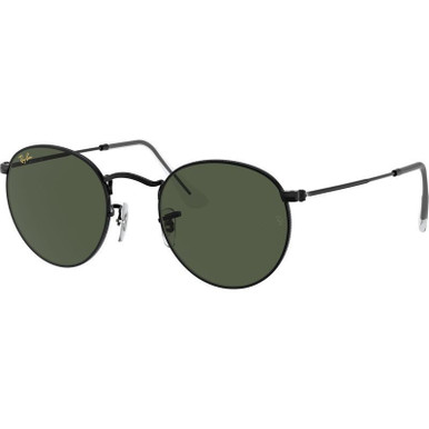 Ray-Ban Round Metal RB3447 - Black/Green Glass Lenses 53 Eye Size
