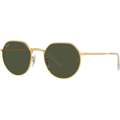 Ray-Ban Jack RB3565, Legend Gold/Green Glass Lenses 53 Eye Size