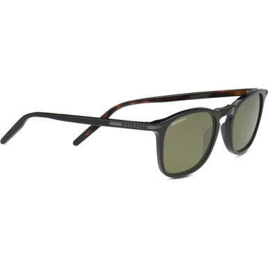 Delio - Shiny Black and Tort/555nm Photochromic Polarised Glass Lenses