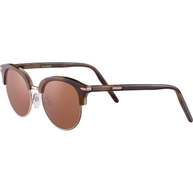 Lela - Shiny Brown and Rose Gold/Drivers Photochromic Polarised Glass Lenses