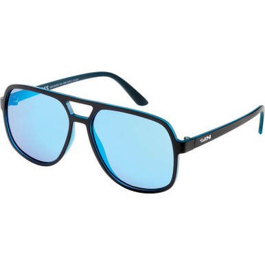 SIN Eyewear The Boss, Matte Black/Blue Flash Polarised Lenses