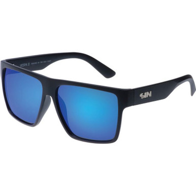 SIN Eyewear Vespa II - Matte Black/Blue Flash Mirror Polarised Lenses