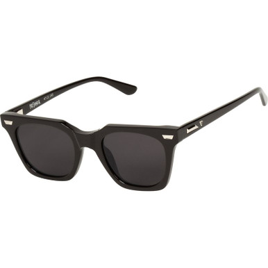 Valley Eyewear Prisoner - Gloss Black with Silver Metal Trim/Black Lenses