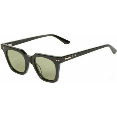 Dylan Kain - Black with 24K Gold Trim/Olive Green Lenses