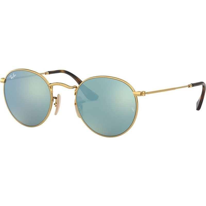 Buy Ray-Ban Round Flat Lens RB3447N Shiny Gold/Silver | Zip