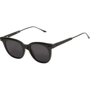 Valley Eyewear Mercy, Matte Black and Gloss Black Metal Trim/Dark Grey Lenses