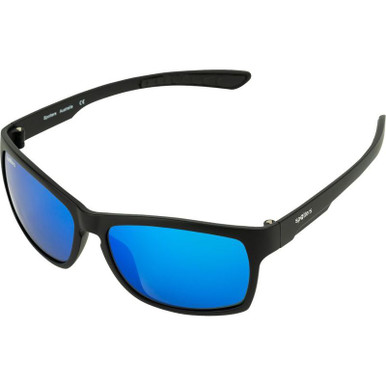 Savage - Matte Black/Blue Mirror Glass Polarised Lenses