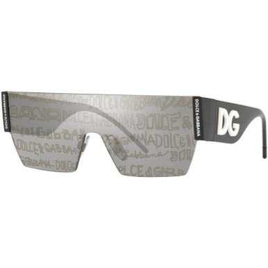 Dolce &amp; Gabbana DG2233, Black/Grey Silver with Gold Graffiti Lenses