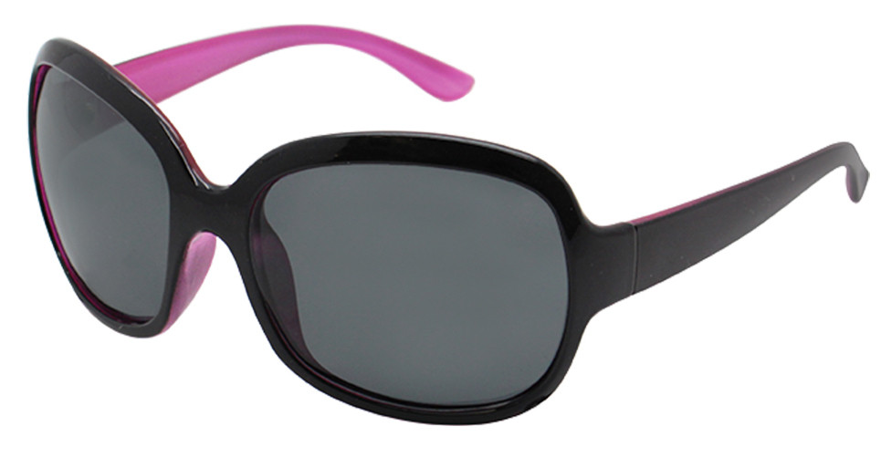 JS Eyewear 5630P Black and Pink/Polarised Smoke Lenses