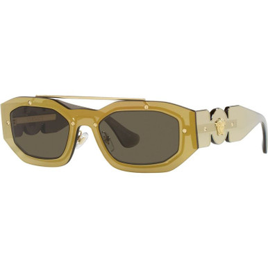 Versace VE2235, Transparent Brown and Gold Mirror/Brown Lenses