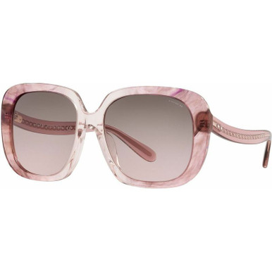 Coach HC8323U, Transparent Pink Ombre/Brown Pink Gradient Lenses