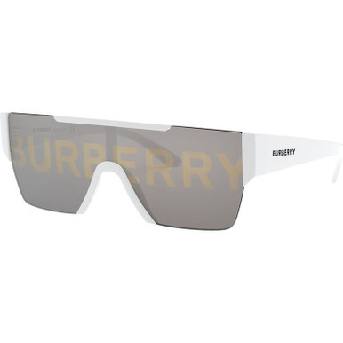 Burberry BE4291 - White/Grey Tamp Burberry Silver and Gold Mirror Lenses