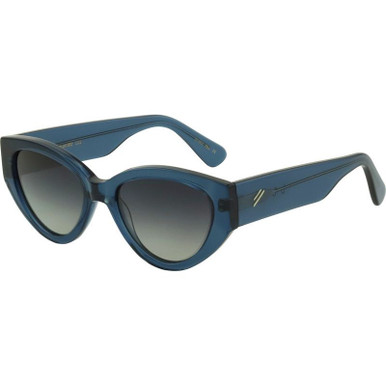 Bask Eyewear Franki, Crystal Blue/Grey Gradient Polarised Lenses