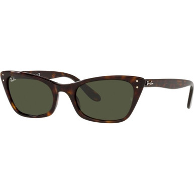 Ray-Ban Lady Burbank RB2299, Havana/Green Glass Lenses 52 Eye Size