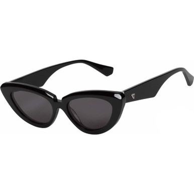 Valley Eyewear Dayze - Gloss Black and Silver/Black Lenses