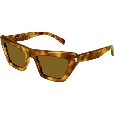 Saint Laurent SL 467 - Havana/Yellow Lenses