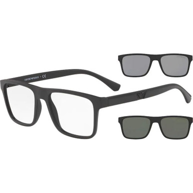 Emporio Armani EA4115 - Matte Black/Clear plus Dark Grey and Light Grey Lenses 52 Eye Size
