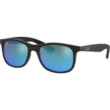 Ray-Ban Junior 9062S - Matte Black/Blue Flash Mirror Lenses