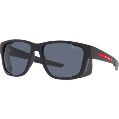 Prada Linea Rossa PS07WS, Black Rubber/Blue Lenses