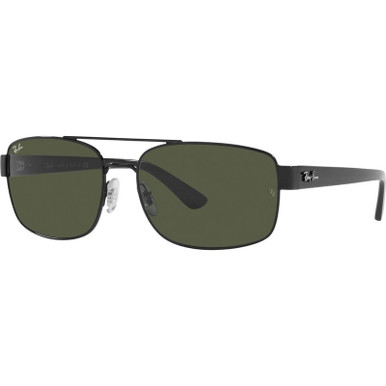 Ray-Ban RB3687 - Black/Green Glass Lenses 61 Eye Size