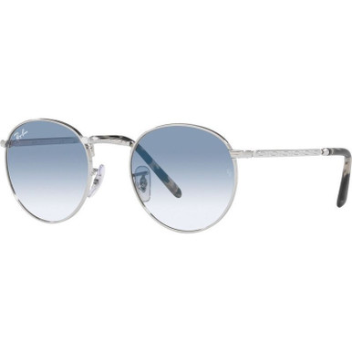 Ray-Ban New Round RB3637 - Silver/Blue Clear Gradient Glass Lenses 53 Eye Size