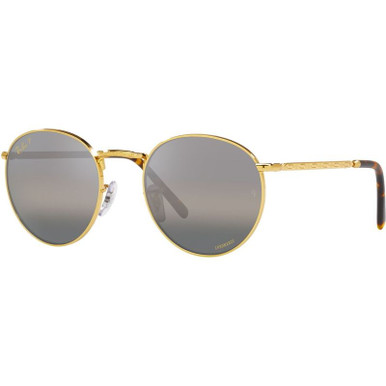 Ray-Ban New Round RB3637 - Legend Gold/Dark Grey Clear Gradient Glass Polarised Lenses 53 Eye Size