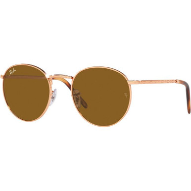 Ray-Ban New Round RB3637 - Rose Gold/Brown Glass Lenses 53 Eye Size