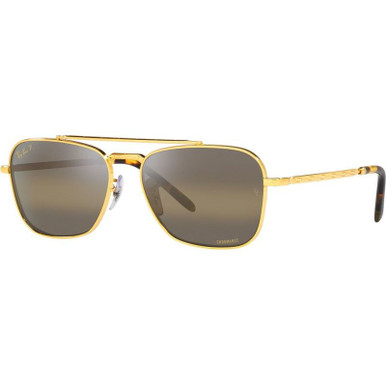 New Caravan RB3636 - Legend Gold/Dark Brown and Clear Gradient Glass Polarised Lenses 58 Eye Size