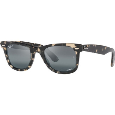 Ray-Ban Original Wayfarer RB2140 - Grey Havana/Silver Blue Gradient Polarised Glass Lenses 50 Eye Size