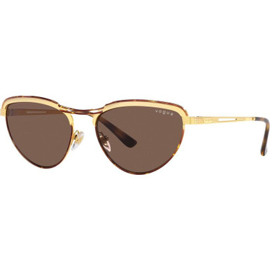 Vogue Eyewear VO4236S, Top Havana and Gold/Dark Brown Lenses