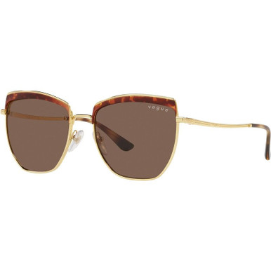 Vogue Eyewear VO4234S - Top Havana and Gold/Dark Brown Lenses