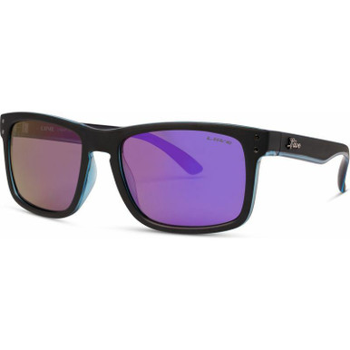 Cheap Thrill - Matte Black and Sky/Violet Mirror Lenses