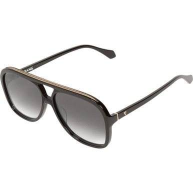 Valley Eyewear Bang, Gloss Black with Gold Metal Trim/Black Gradient Polarised Lenses