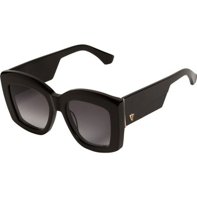Valley Eyewear Coltrane - Gloss Black with Gold Metal Trim/Black Gradient Polarised Lenses