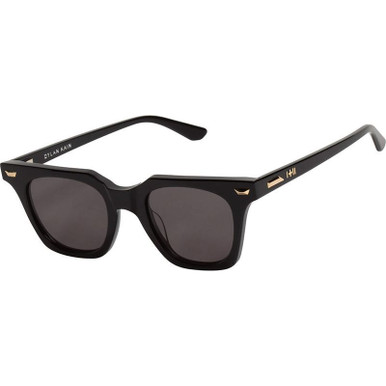 Valley Eyewear Dylan Kain, Gloss Black with 24k. Gold Metal Trim/Black Polarised Lenses